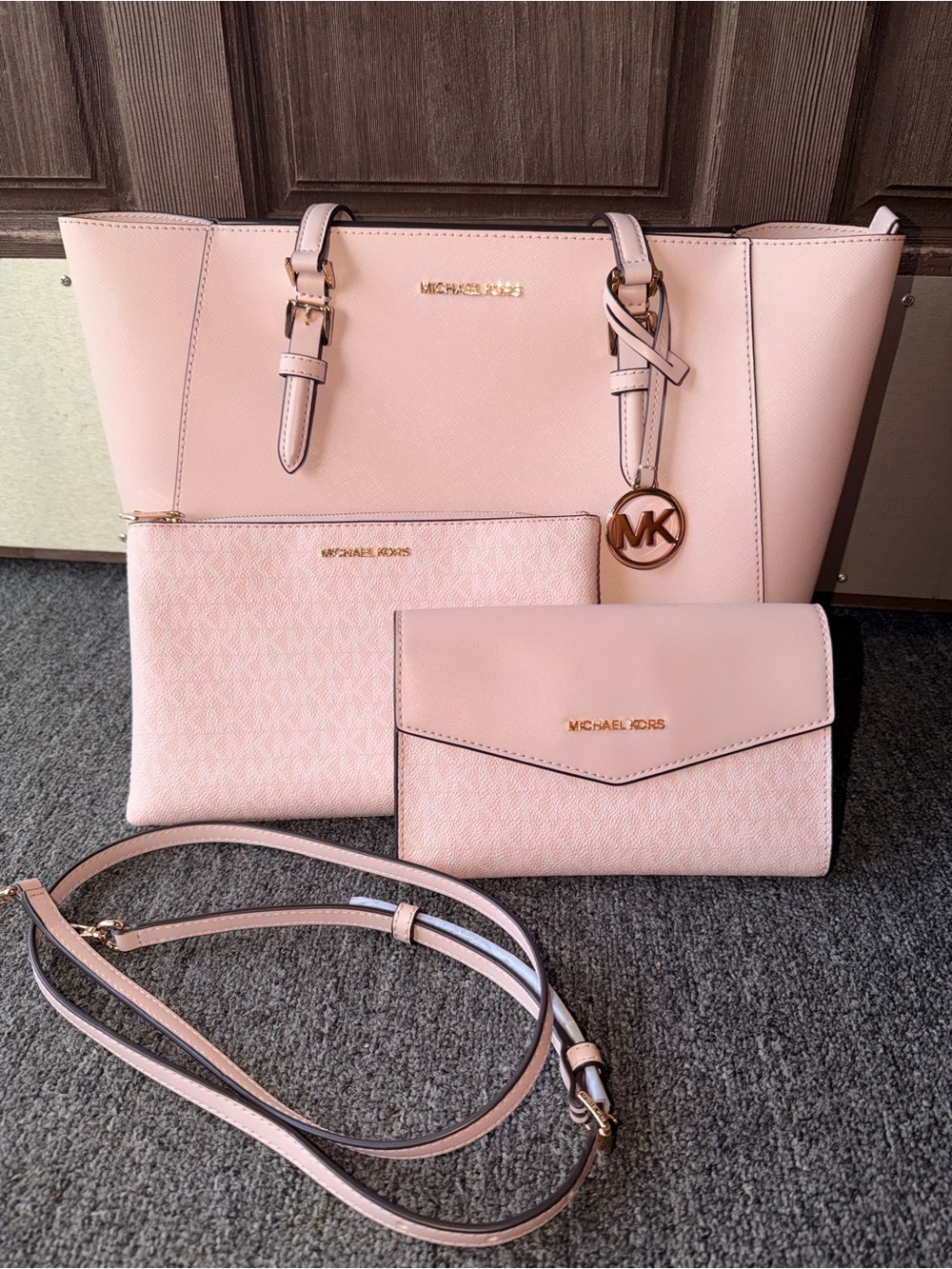 Michael Kors Blush Pink 3-Piece Tote, Crossbody & Wallet Set